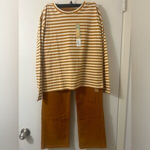 NWT Thereabouts Striped Gold and White Kids Matching Set size xl
